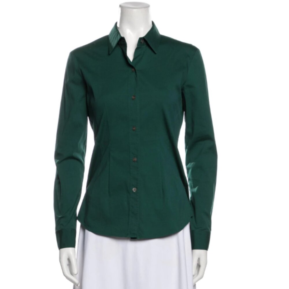 Theory Green Fitted Shirt in Good Cotton (XS or P)